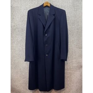 Brooks Brothers Mens Coat 42R Loro Piana LambsWool Storm System Navy Overcoat